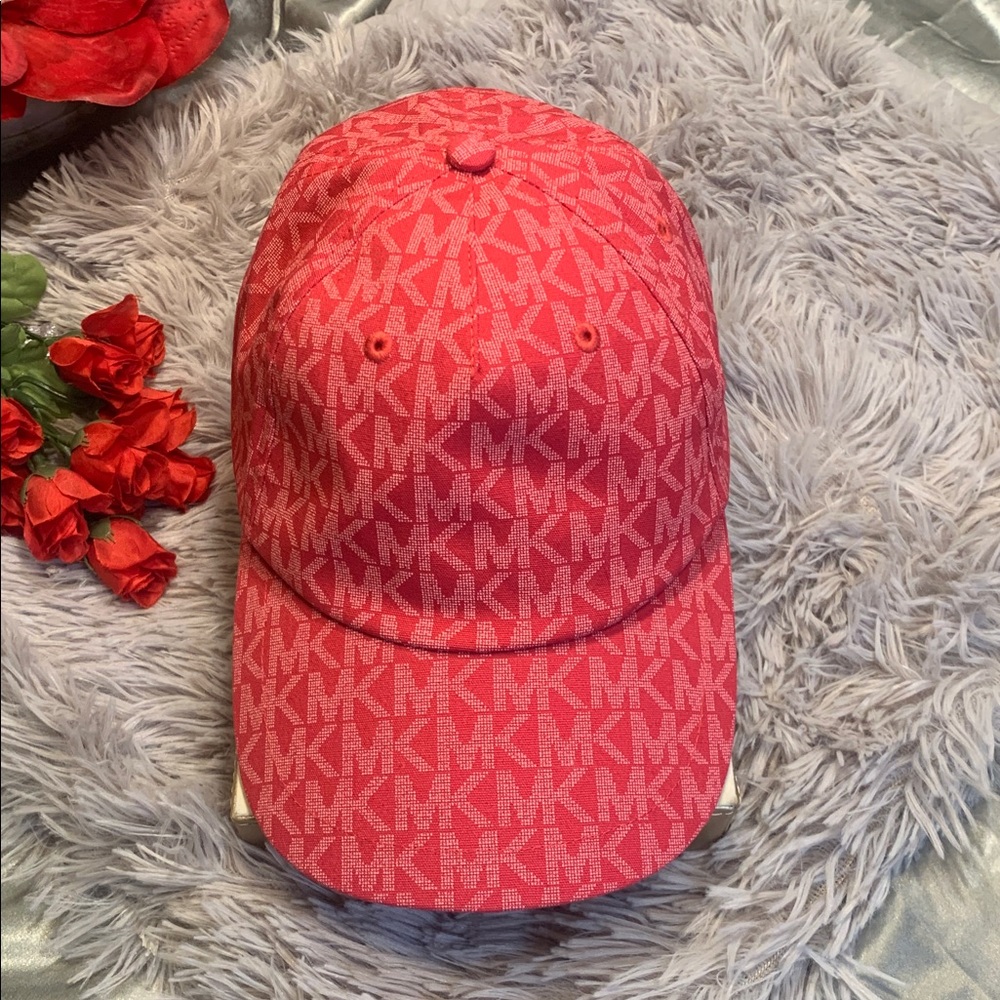 🌹Michael Kors  • NWOT Coral Pink MK Logo Baseball Cap - Picture 2 of 10